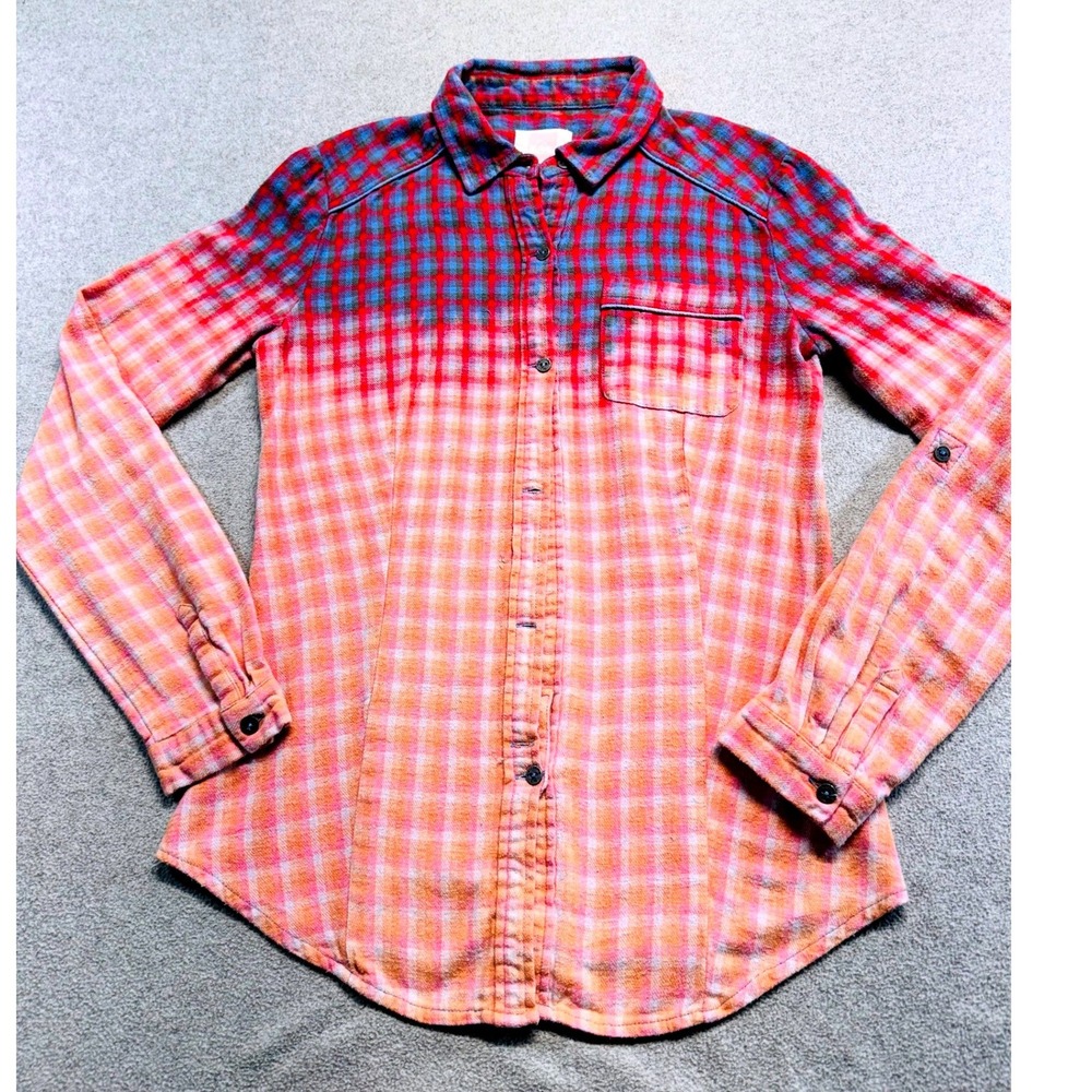 Quiksilver Texas Tech Red Raiders Shirt Women S Bleach Dyed Plaid Flannel Custom